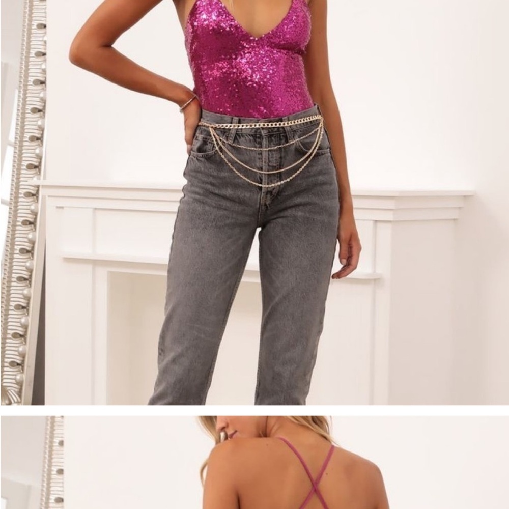 Lucy in the Sky Fuchsia Sequin Bodysuit